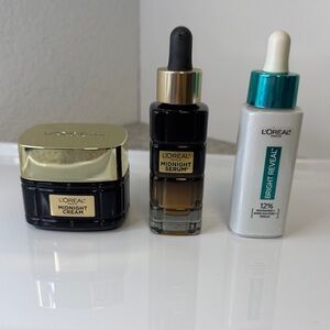 L'Oreal Luxury Skincare Bundle-Midnight Cream, Serum and Bright Reveal
